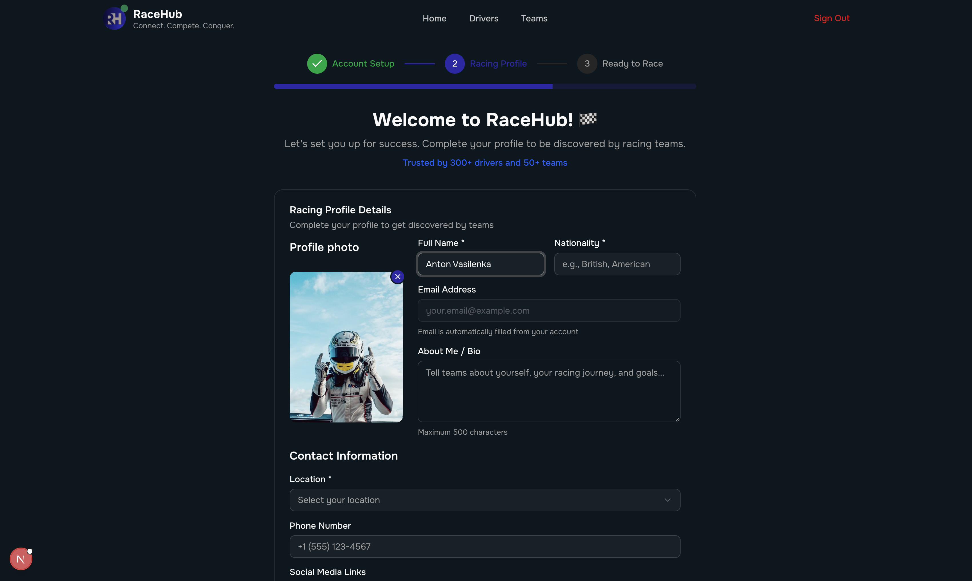 Create your profile